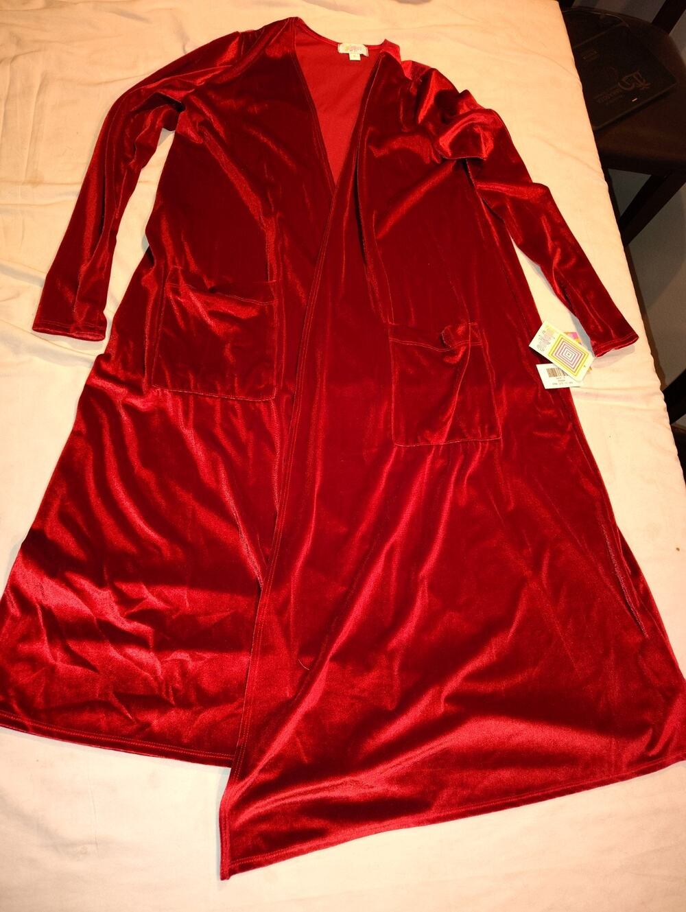 Lularoe Sarah Small NWT Open Cardigan Scarlet Red Velvet New S